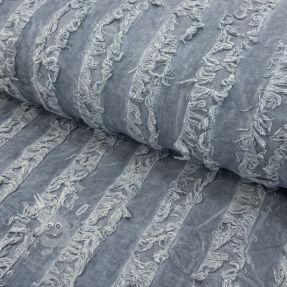 Pamutvászon lenvászonnal Vintage Fringe Stripe blue