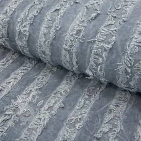 Pamutvászon lenvászonnal Vintage Fringe Stripe blue
