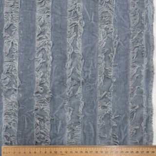 Pamutvászon lenvászonnal Vintage Fringe Stripe blue