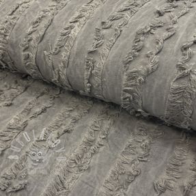 Pamutvászon lenvászonnal Vintage Fringe Stripe grey