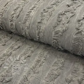 Pamutvászon lenvászonnal Vintage Fringe Stripe grey