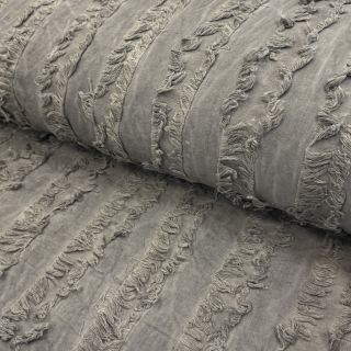 Pamutvászon lenvászonnal Vintage Fringe Stripe grey