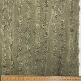 Pamutvászon lenvászonnal Vintage Fringe Stripe army