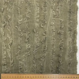 Pamutvászon lenvászonnal Vintage Fringe Stripe army
