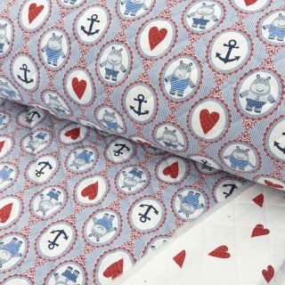 Pamutvászon QUILTING Titouan bleu