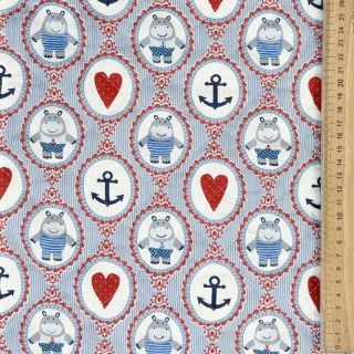 Pamutvászon QUILTING Titouan bleu