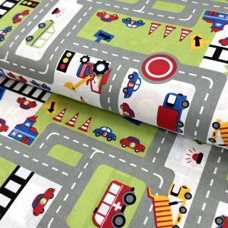 Pamutvászon Cars on the road design C