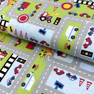 Pamutvászon Cars on the road design A