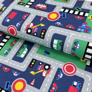 Pamutvászon Cars on the road design B