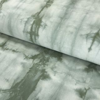 Pamutvászon HAND TIE DYE dark old green