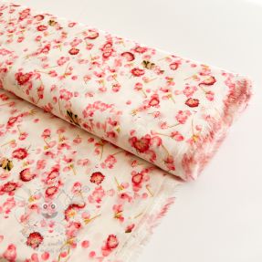 Viszkóz RAYON POPLIN Pink flowers design B digital print