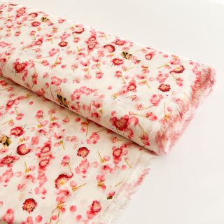 Viszkóz RAYON POPLIN Pink flowers design B digital print