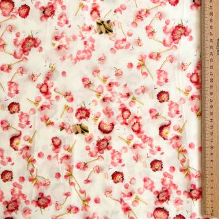Viszkóz RAYON POPLIN Pink flowers design B digital print