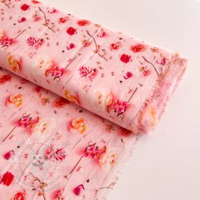 Viszkóz RAYON POPLIN Pink flowers design F digital print
