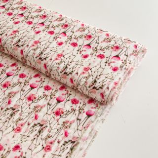 Viszkóz RAYON POPLIN Pink flowers design A digital print