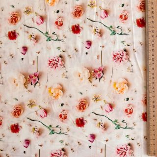 Viszkóz RAYON POPLIN Pink flowers design E digital print