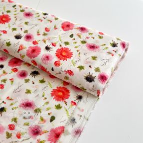 Viszkóz RAYON POPLIN Pink flowers design C digital print