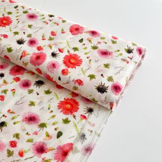 Viszkóz RAYON POPLIN Pink flowers design C digital print