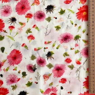 Viszkóz RAYON POPLIN Pink flowers design C digital print
