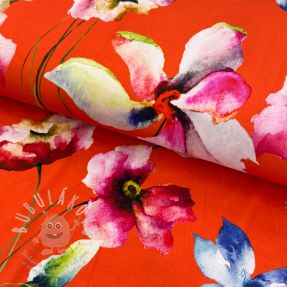 Jersey VISCOSE LYCRA HEAVY Mixed flowers peach digital print