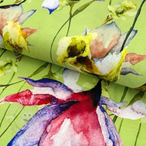 Jersey VISCOSE LYCRA HEAVY Mixed flowers green digital print