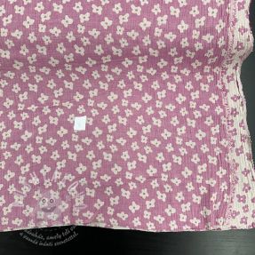 Dupla géz/muszlin JACQUARD Flowers cerise II.osztály