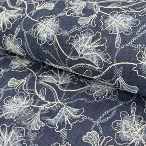 Pamutvászon JEANS EMBROIDERY Lisa design A