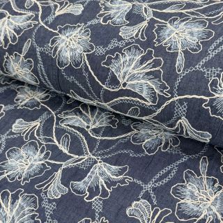 Pamutvászon JEANS EMBROIDERY Lisa design A