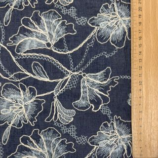 Pamutvászon JEANS EMBROIDERY Lisa design A