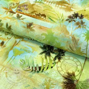 Viszkóz lenvászonnal Egypt design A digital print