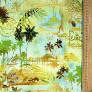 Viszkóz lenvászonnal Egypt design A digital print