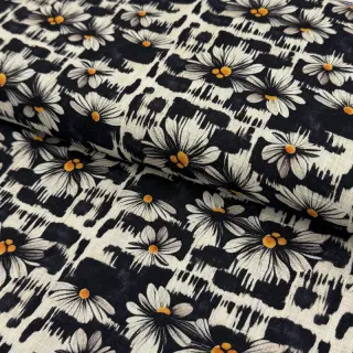 Viszkóz lenvászonnal Daisy design A digital print