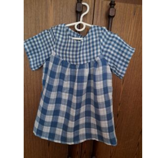 Dupla géz/muszlin Double sided CHECKS MINI indigo