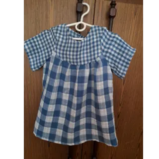 Dupla géz/muszlin Double sided CHECKS MINI indigo