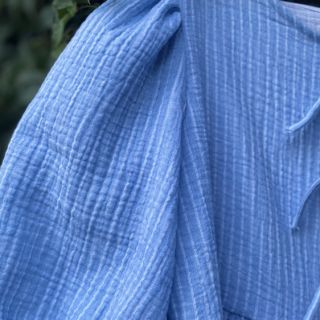 Dupla géz/muszlin YARN DYED Stripes light blue