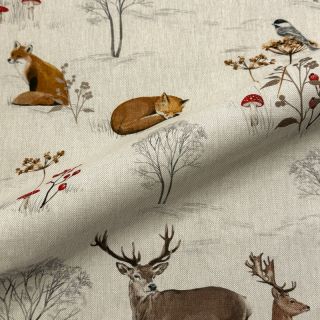 Dekorációs anyag premium Linenlook Winter Forest Animals digital print