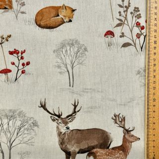 Dekorációs anyag premium Linenlook Winter Forest Animals digital print