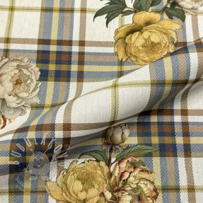 Dekorációs anyag premium Linenlook Classic Peony Check digital print