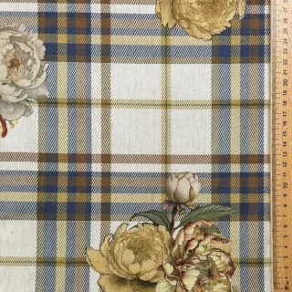 Dekorációs anyag premium Linenlook Classic Peony Check digital print