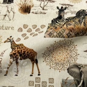 Dekorációs anyag premium Linenlook Wildlife Safari Trip digital print
