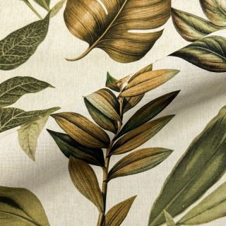 Dekorációs anyag premium Linenlook Botanic Bold Leaf digital print