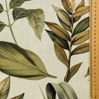 Dekorációs anyag premium Linenlook Botanic Bold Leaf digital print