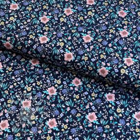 Pamutvászon Flowers Tara navy design B digital print