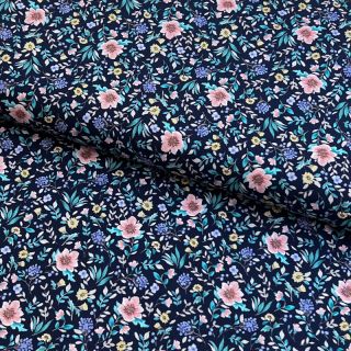 Pamutvászon Flowers Tara navy design B digital print