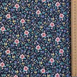 Pamutvászon Flowers Tara navy design B digital print