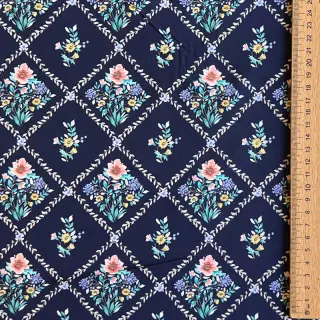 Pamutvászon Flowers Tara navy design A digital print