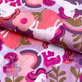 Pamutvászon Unicorns mauve digital print