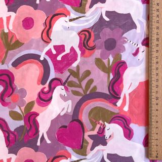Pamutvászon Unicorns mauve digital print