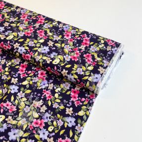 Viszkóz RADIANCE Flower Uma navy digital print