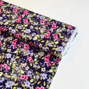 Viszkóz RADIANCE Flower Uma navy digital print
